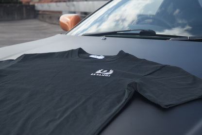Zevanni Image of Oversized T-shirt front with focus on Zevanni Logo